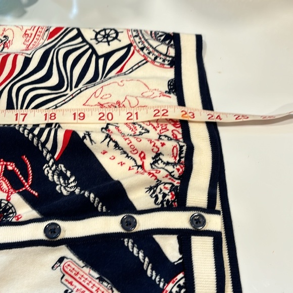 Talbots Nautical Maps Theme Lightweight Cardigan Sweater with 3/4 Sleeves - Picture 9 of 9